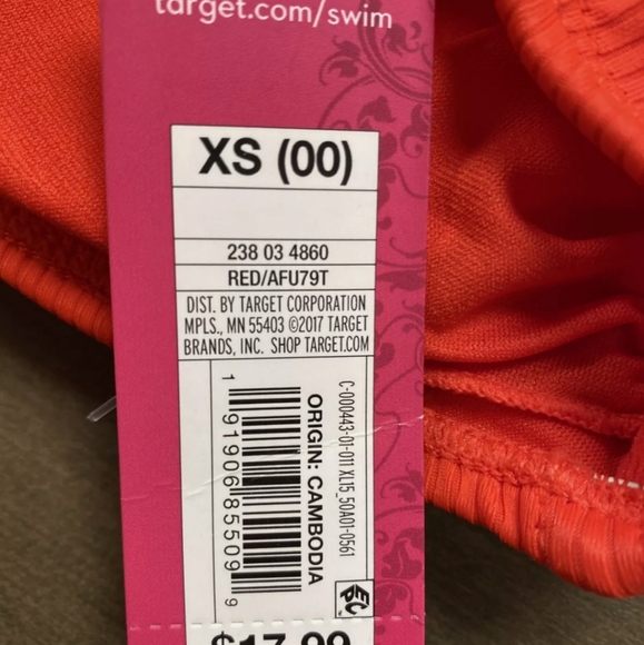 Womens Xhilaration Swim Bikini Top Only Red XS - Picture 3 of 3